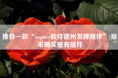 推荐一款“wepoer软件德州发牌规律”(原来确实是有插件