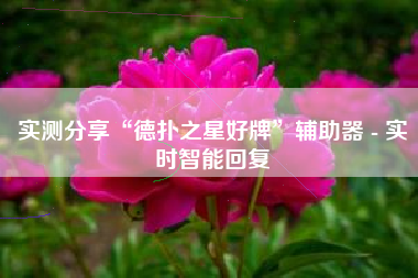 实测分享“德扑之星好牌	”辅助器 - 实时智能回复