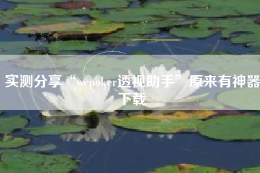 实测分享“wepoker透视助手”原来有神器下载