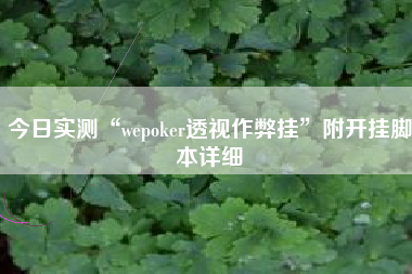 今日实测“wepoker透视作弊挂”附开挂脚本详细