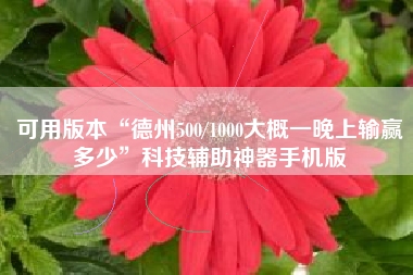 可用版本“德州500/1000大概一晚上输赢多少”科技辅助神器手机版