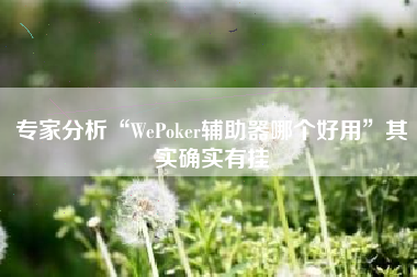 专家分析“WePoker辅助器哪个好用”其实确实有挂
