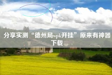 分享实测“德州局wpk开挂”原来有神器下载 分享实测“德州局wpk开挂”原来有神器下载