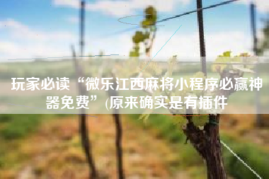 玩家必读“微乐江西麻将小程序必赢神器免费	”(原来确实是有插件