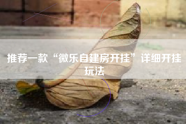 推荐一款“微乐自建房开挂	”详细开挂玩法