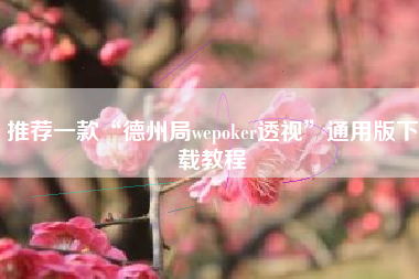 推荐一款“德州局wepoker透视”通用版下载教程