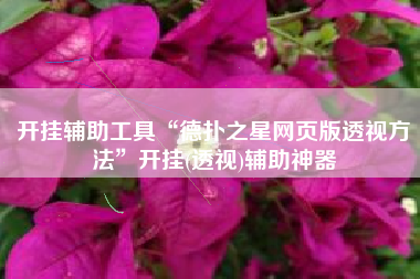 开挂辅助工具“德扑之星网页版透视方法	”开挂(透视)辅助神器