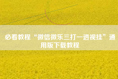 必看教程“微信微乐三打一透视挂”通用版下载教程