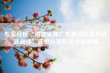 专家分析“微信雀神广东麻将免费开挂器测评	”详细分享装挂步骤教程