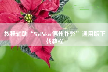 教程辅助“WePoker德州作弊”通用版下载教程