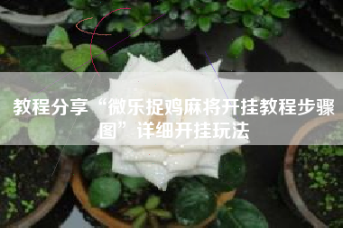 教程分享“微乐捉鸡麻将开挂教程步骤图”详细开挂玩法