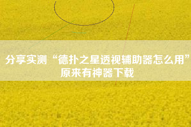 分享实测“德扑之星透视辅助器怎么用”原来有神器下载