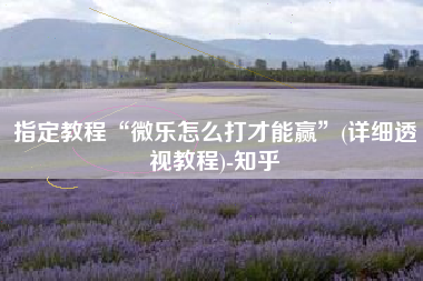 指定教程“微乐怎么打才能赢”(详细透视教程)-知乎