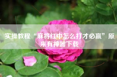 实操教程“麻将红中怎么打才必赢	”原来有神器下载