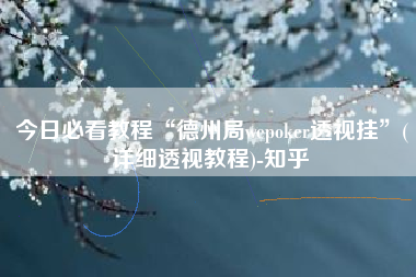 今日必看教程“德州局wepoker透视挂	”(详细透视教程)-知乎