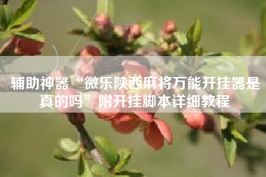 辅助神器“微乐陕西麻将万能开挂器是真的吗”附开挂脚本详细教程