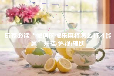 玩家必读“微信的微乐麻将怎么打才能赢”开挂(透视)辅助 玩家必读“微信的微乐麻将怎么打才能赢”开挂(透视)辅助