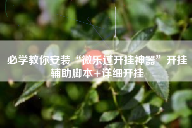必学教你安装“微乐过开挂神器	”开挂辅助脚本+详细开挂