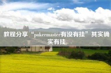 教程分享“pokermaster有没有挂”其实确实有挂