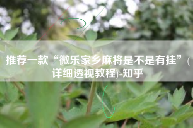 推荐一款“微乐家乡麻将是不是有挂”(详细透视教程)-知乎