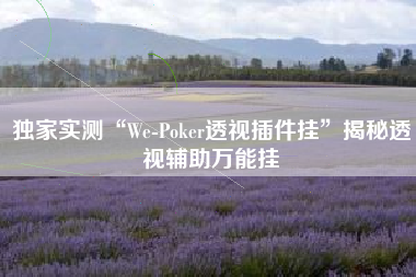 独家实测“We-Poker透视插件挂”揭秘透视辅助万能挂