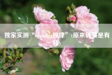 独家实测“hhpoker规律”(原来确实是有挂)