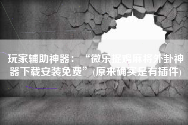 玩家辅助神器：“微乐捉鸡麻将外卦神器下载安装免费”(原来确实是有插件)