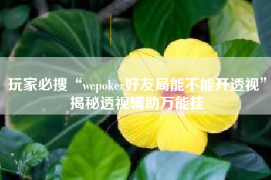 玩家必搜“wepoker好友局能不能开透视	”揭秘透视辅助万能挂