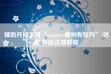 辅助开挂工具“wepoker德州有挂吗”(透视)开挂详细教程