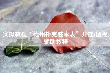 实操教程“德州扑克胜率表	”开挂(透视)辅助教程