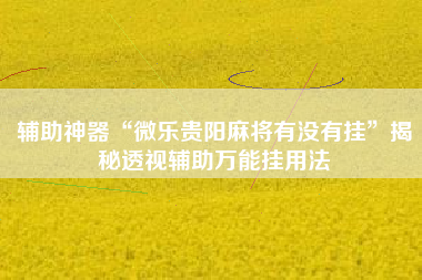 辅助神器“微乐贵阳麻将有没有挂	”揭秘透视辅助万能挂用法