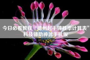 今日必看教程“德州起手牌胜率计算表”科技辅助神器手机版