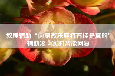 教程辅助“内蒙微乐麻将有挂是真的”辅助器 - 实时智能回复