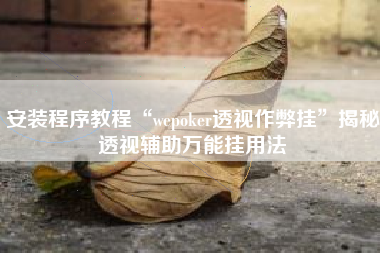 安装程序教程“wepoker透视作弊挂”揭秘透视辅助万能挂用法