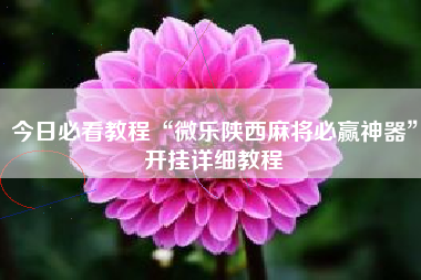 今日必看教程“微乐陕西麻将必赢神器	”开挂详细教程