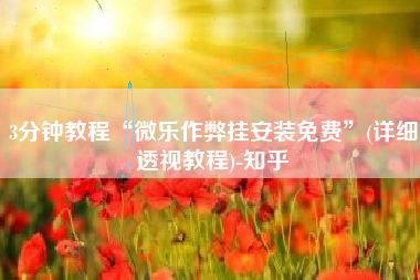 3分钟教程“微乐作弊挂安装免费”(详细透视教程)-知乎