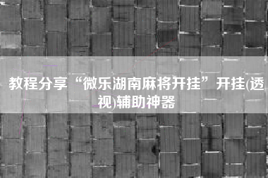 教程分享“微乐湖南麻将开挂”开挂(透视)辅助神器