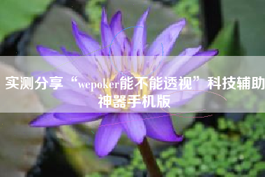 实测分享“wepoker能不能透视	”科技辅助神器手机版