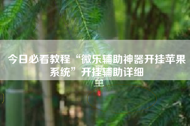 今日必看教程“微乐辅助神器开挂苹果系统	”开挂辅助详细