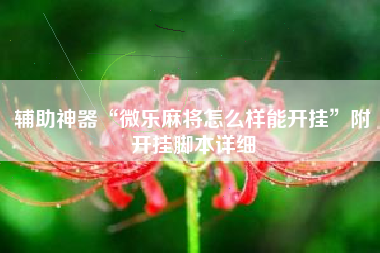 辅助神器“微乐麻将怎么样能开挂	”附开挂脚本详细