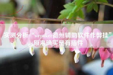 实测分析“wepoker德州辅助软件作弊挂	”(原来确实是有插件