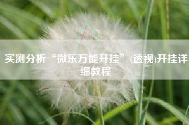 实测分析“微乐万能开挂”(透视)开挂详细教程