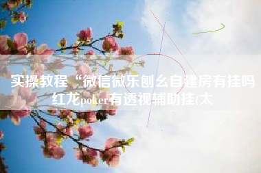 实操教程“微信微乐刨幺自建房有挂吗红龙poker有透视辅助挂(太