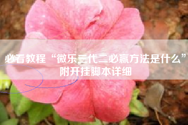 必看教程“微乐三代二必赢方法是什么”附开挂脚本详细