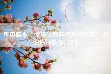 可用版本“微乐陕西麻将开挂教程	”(详细透视教程)-知乎