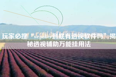 玩家必搜“wepoker到底有透视软件吗	”揭秘透视辅助万能挂用法