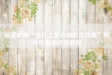 玩家必搜“德扑之星透视软件效果	”附开挂脚本详细教程