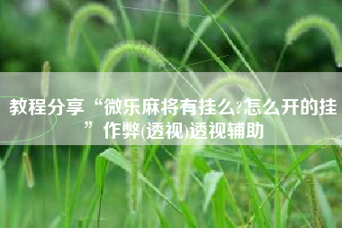 教程分享“微乐麻将有挂么?怎么开的挂	”作弊(透视)透视辅助