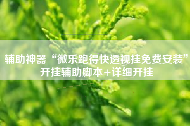 辅助神器“微乐跑得快透视挂免费安装”开挂辅助脚本+详细开挂