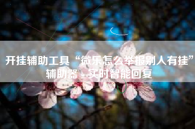 开挂辅助工具“微乐怎么举报别人有挂”辅助器 - 实时智能回复